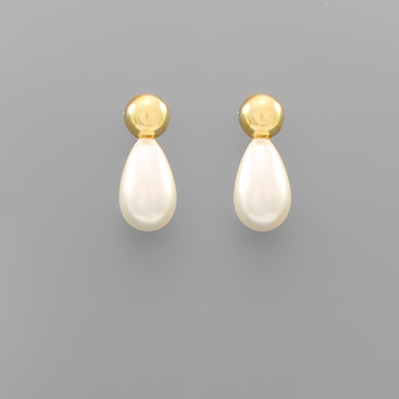 Brass Ball Teardrop Dangle Earrings
